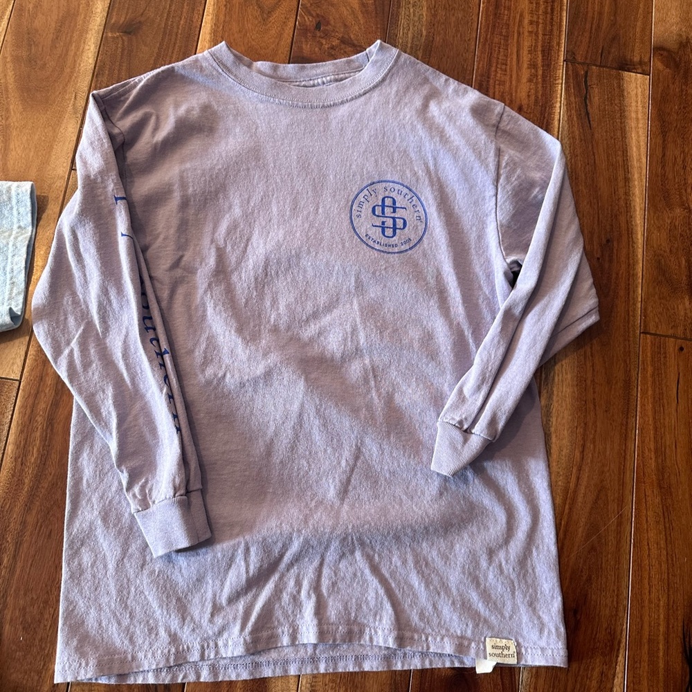 Simply southern lot of 2 youth small t-shirts ss tie-dye and ls purple. - Picture 3 of 8
